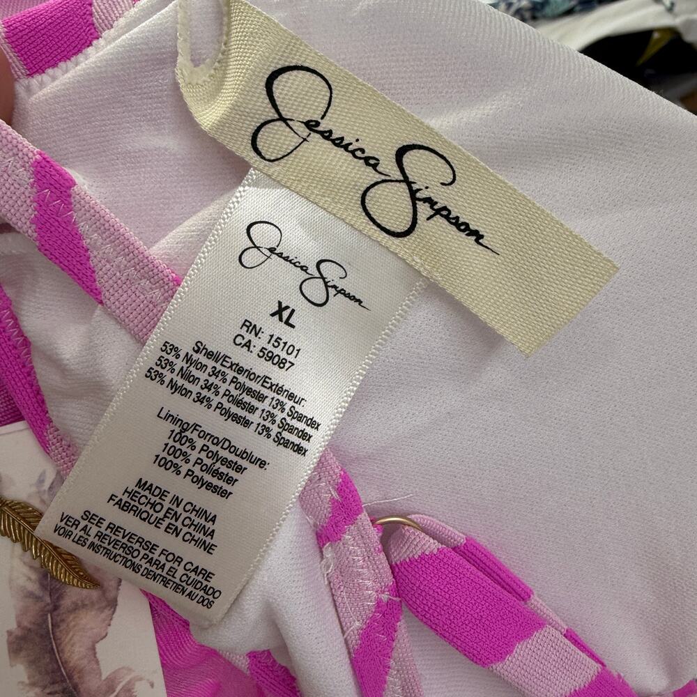Jessica Simpson Tulip Electric Zebra Bikini Top Size XL Pink Cowl Neck New - Picture 5 of 5